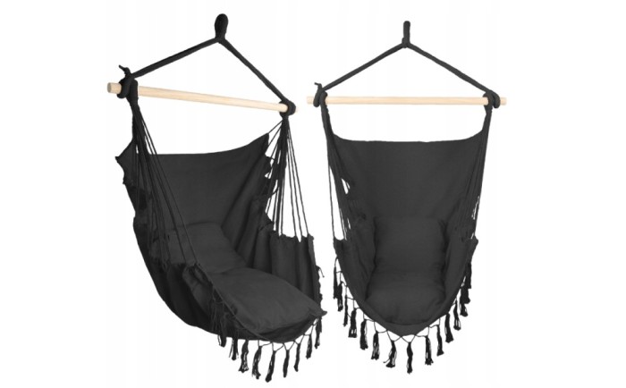 Balansoar suspendat cu perne, negru, 40 x 40 cm, MalTec 112864