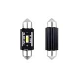 Set becuri auto cu LED CANBUS sofit compatibil C5W 1 SMD 36mm Alb 12/24V, destinat competitiilor auto sau off-road, Amio