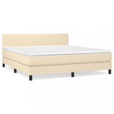 Cumpara ieftin Pat box spring cu saltea, crem, 160x200 cm, material textil