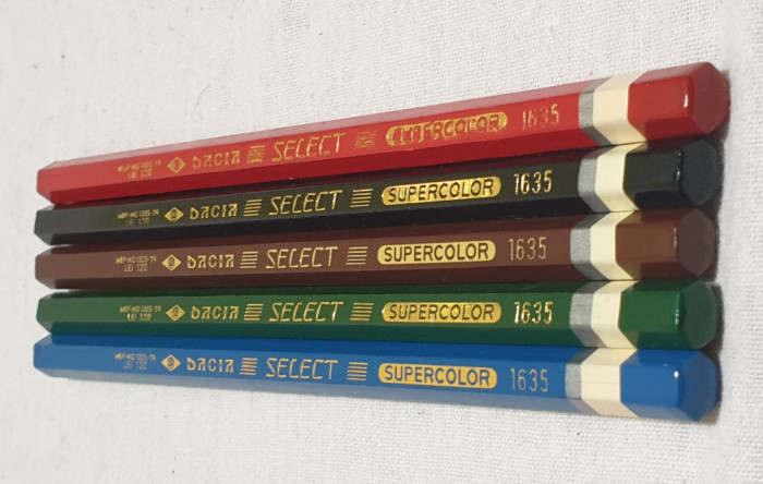 DACIA SELECT Supercolor Lot x 5 CREIOANE colorate - produs vechi romanesc 1974