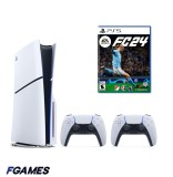 Consola Sony Playstation 5 Slim, Ps5 Disk Edition 1tb + Doua Controllere Fc 24 ( Fifa 24 ) PlayStation 5, Second-Hand