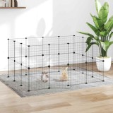 vidaXL Cușcă animale de companie cu ușă 28 panouri negru 35x35 cm oțel 3114038