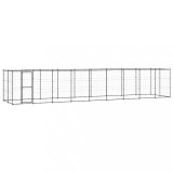 VidaXL Padoc pentru c&acirc;ini de exterior cu acoperiș, 21,78 m&sup2;, oțel