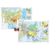 Asia. Harta fizico-geografica si a principalelor resurse naturale de subsol si Asia. Harta politica, Duo Plus 140x100 cm CR-3111DPB
