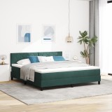 vidaXL Pat box spring cu saltea, verde &icirc;nchis, super king, catifea