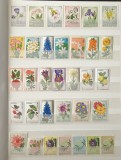 Clasor cu timbre deparaiate nestampilate cu tematica flora