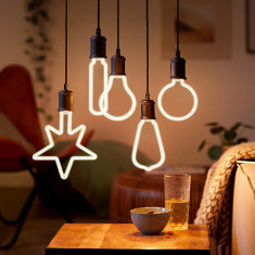 Bec LED 4W cu efect neon, soclu E27, diferite forme, lumina calda BEC foto