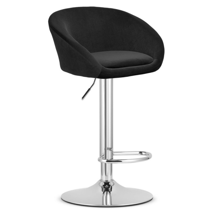 Scaun de bucatarie/bar, Artool, East, rotativ, catifea, negru si argintiu, 53x46x81-103 cm