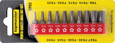 Topmaster Profesional Set 10 biti Torx Penta gaura de siguranta 1/4&amp;#039; TS8-50 foto