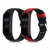 Set 2 Curele pentru Xiaomi Mi Band 4, Kwmobile, Negru/Rosu, Silicon, 58889.01