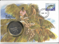 Moneda 1 $ tahi tala 1980 - Tokelau, cu plic de prezentare foto