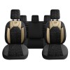 Set Huse Scaune Auto Panda Kas, material textil cu piele ecologica, cu fermoare pentru bancheta rabatabila, negru cu bej, 11 piese Automobile ProTrave