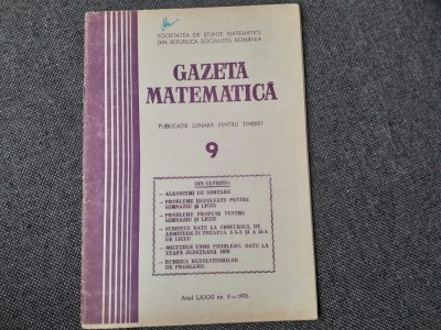 GAZETA MATEMATICA NR 9/1976 foto