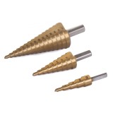 Cumpara ieftin Set 3 Burghie Conice In Trepte, Numerotare Marcata, Material titan HSS