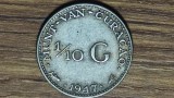 Cumpara ieftin Curacao - moneda exotica de argint - 1/10 gulden 1947 - mintmark peste - calitate impecabila !