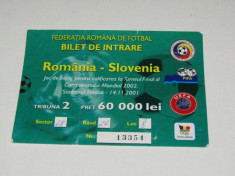 Bilet meci fotbal ROMANIA - SLOVENIA (14.11.2001) foto