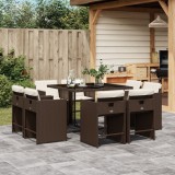 Cumpara ieftin Gossi set mobilier de gradina cu perne, 9 piese, maro, poliratan
