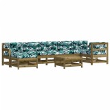 Set mobilier de gradina cu perne, 8 piese, lemn de pin tratat