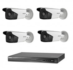 Kit 4 camere supraveghere IP cu PoE 4MP, IR 50m HikVision, Exterior + NVR 4K PoE HikVision foto