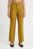 Morgan pantaloni culoarea galben, drept, high waist, PFIJA.F