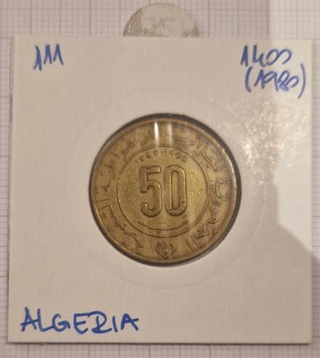 Algeria 50 centimes 1971 si 1980, KM#102 si KM#111 foto