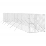 Padoc de exterior pentru caini argintiu 2x14x2m otel galvanizat GartenMobel Dekor, vidaXL