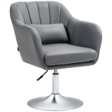 HOMCOM Scaun de birou pivotant la 360&deg; cu Inaltime Reglabila din Material Respirabil, cu Perna, 60x60x79-91 cm, Gri | Aosom Romania