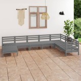 VidaXL Set mobilier de grădină, 8 piese, gri, lemn masiv de pin 3082986