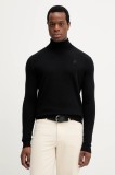 Karl Lagerfeld pulover de l&acirc;nă culoarea negru, light, cu guler, 554399.655058