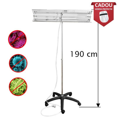 Lampa bactericida UVC 55W, orientabila, stativ mobil, inaltime reglabila 100-190 cm, sterilizare foto