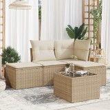 VidaXL Set canapele de grădină cu perne, 5 piese, bej, poliratan 3249327