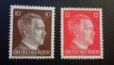 Germania (Deutsches Reich 1941-1944) "Hitler-Kopf" (10Pf Maro &amp; 12Pf Roșu, MINT / Neștampilate) CLK1