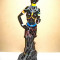 7804-Statuieta Femeie razboinica Africa rasina stare buna.