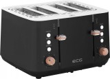 Cumpara ieftin Prajitor de paine ECG ST 4768 Timber Black, 1850 W, 4 felii, 7 grade de rumenire, otel inoxidabil si elemente din lemn, negru