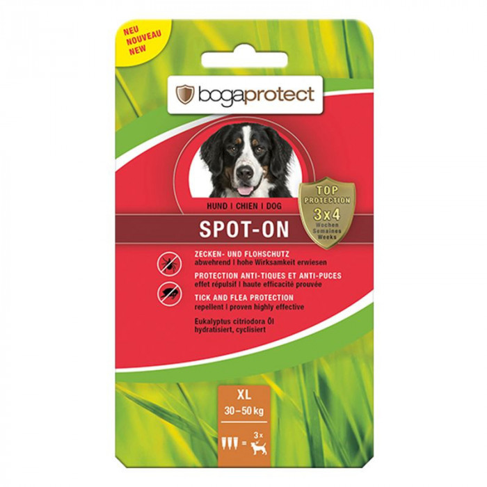 BOGAPROTECT Spot-On XL, picături antiparazitare pentru c&acirc;ini 3 x 4,5 ml