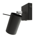 Lampă De Perete Ring Negru Oțel 1 Bec Tub Modern De Interior