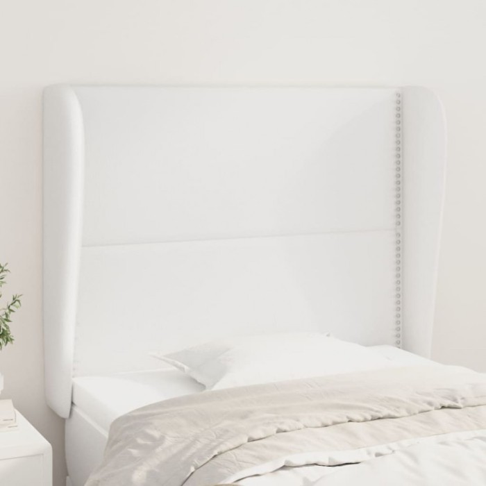 vidaXL Tăblie de pat cu aripioare, alb, 83x23x118/128 cm, piele eco 3117889