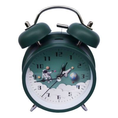 Ceas de masa desteptator pentru copii Pufo Astronautul Calator, 15 cm, verde foto