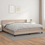vidaXL Pat continental cu saltea, cappuccino, 200x200 cm, piele eco 3130684