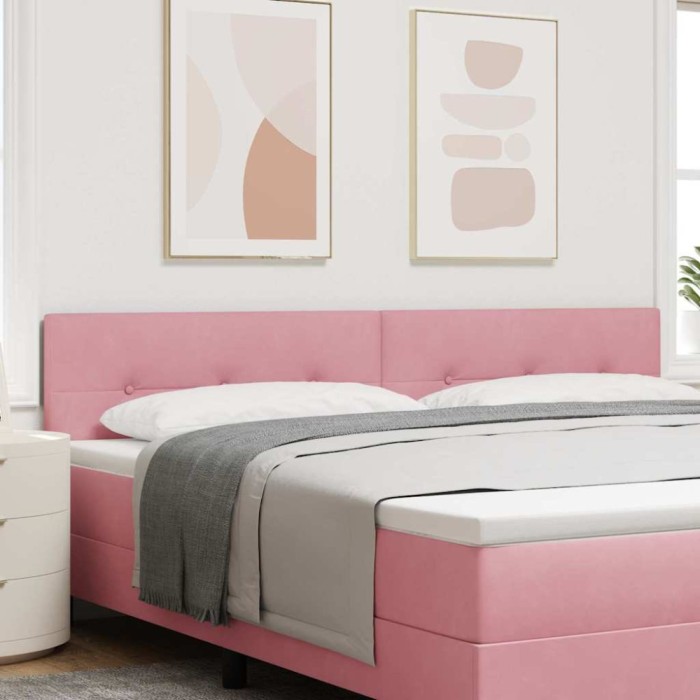 vidaXL Tăblie cap Pe perete cu headboard Manual Roz 200 cm Catifea 42007201