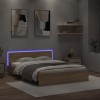 Gossi cadru de pat cu tablie si led, stejar sonoma, 160x200 cm