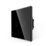 Cumpara ieftin Intrerupator dublu touch din sticla Luxion, 500W, negru elegant