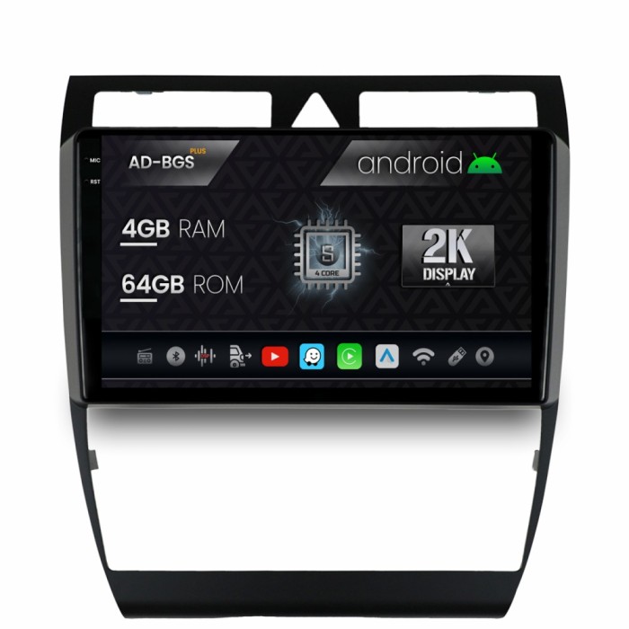 Navigatie 2K Audi A6 (1999-2004), Android OS, S-Quadcore 4GB RAM + 64GB ROM, 9.5 Inch - AD-BGS90042K+AD-BGRKIT429