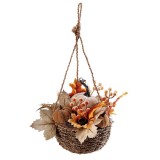 Cumpara ieftin Aranjament in ghiveci cu Dovleci si Frunze artificiale multicolore 48 x 30 cm