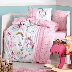 Set de dormit pentru copii Cotton Box 129CTN3020, 4 piese, Bumbac rchaf 120x150, PinkRanforce, Plic 100x150, Cha foto