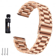 Curea din metal, compatibila Huawei Watch GT 3 42mm, VD Very Dream®, telescoape QR, Rose Gold