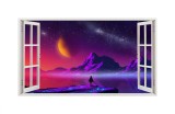 Cumpara ieftin Autocolant decorativ, Fereastra, Planete, Multicolor, 83 cm, 222ST