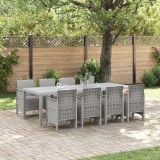 VidaXL Set Dining Exterior 9 pcs Alb 250 x 100 x 73 cm Ratan plastic