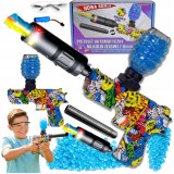 Pistol cu bile de gel 7-8 mm, automat, LED, amortizor luminos și fum, acumulator 3.7V 500mAh, 15-20 m