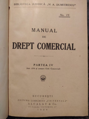 Dumitrescu - Manual de drept comercial, partea IV foto